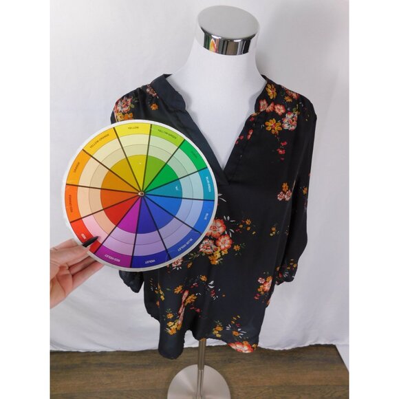 Crescent & Willough M Black Floral Boho Blouse Cottagecore Sheer - Picture 7 of 10